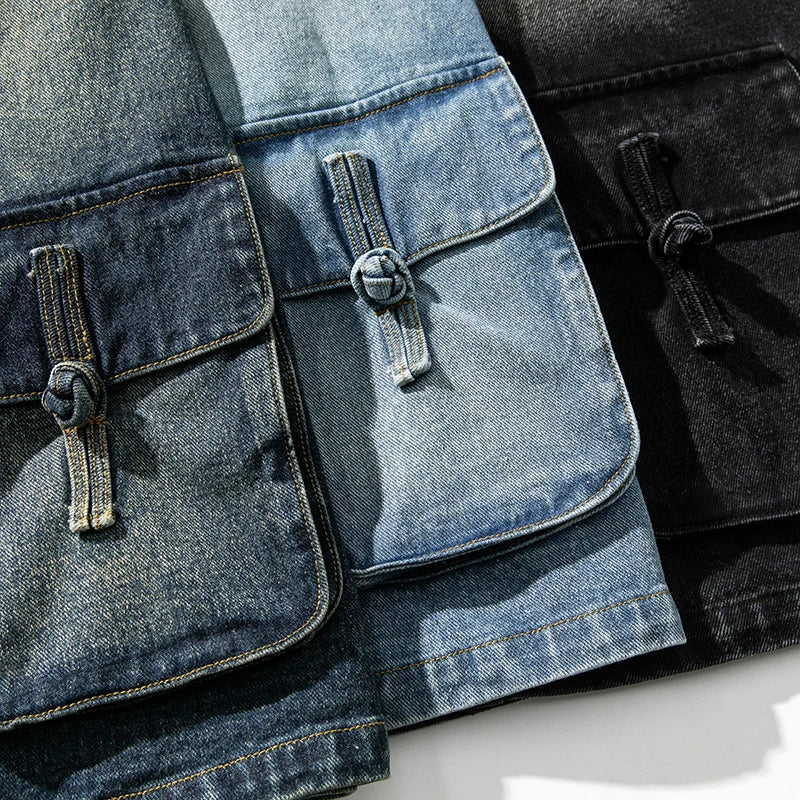 Darian | Mænds Denim Kimono-Jakke med Lommer til Praktisk Opbevaring 3